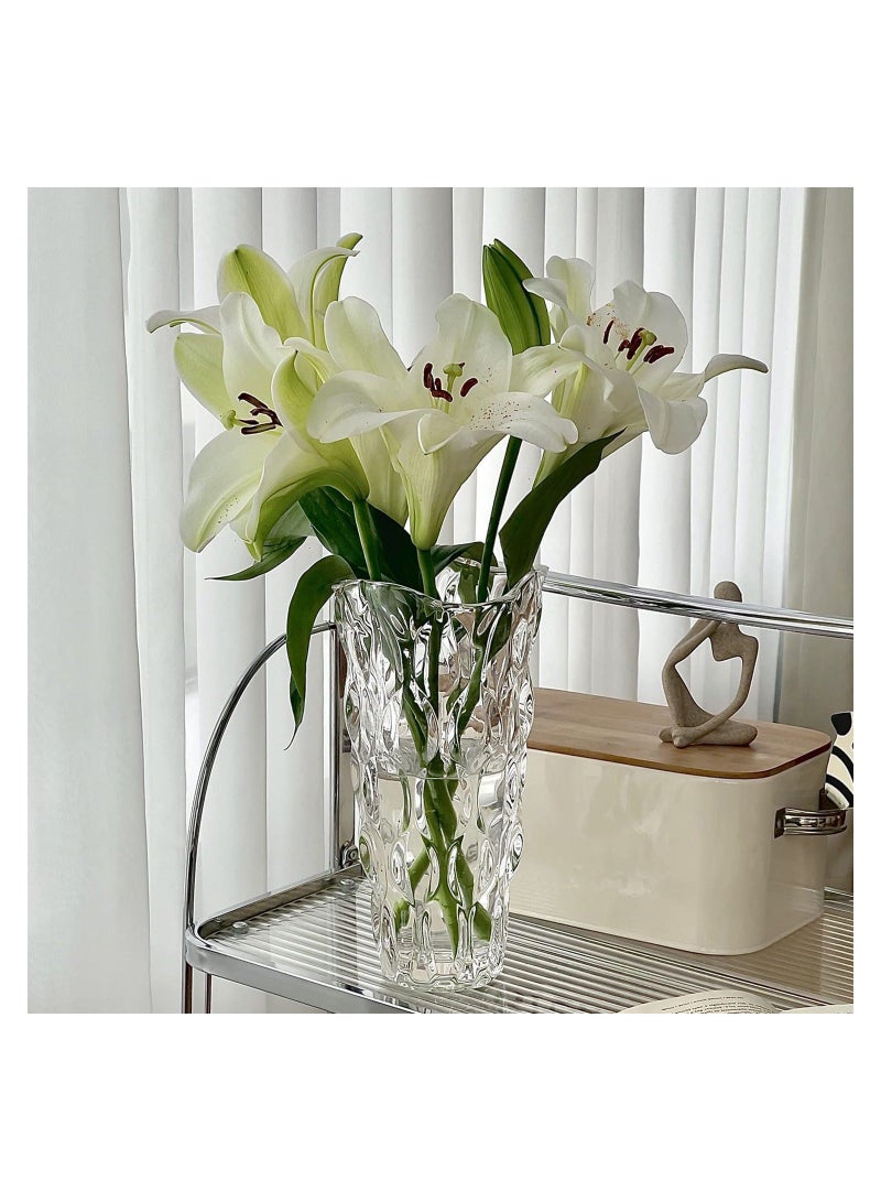 Modern Crystal Clear Glass Vase for Flower Heavy Duty Tall Home Centerpieces Decoration