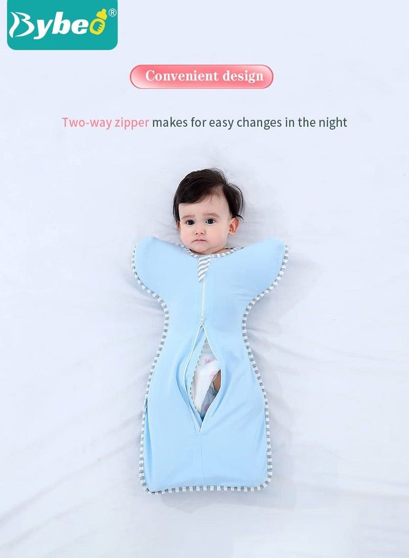 4 PCS Baby Swaddle Blanket Sack, Baby Sleeping Bag with Arms Free Design, Transition to Arm Freedom Wearable for Newborn Girl and Boy, 100% Breathable Cotton 3-6Months