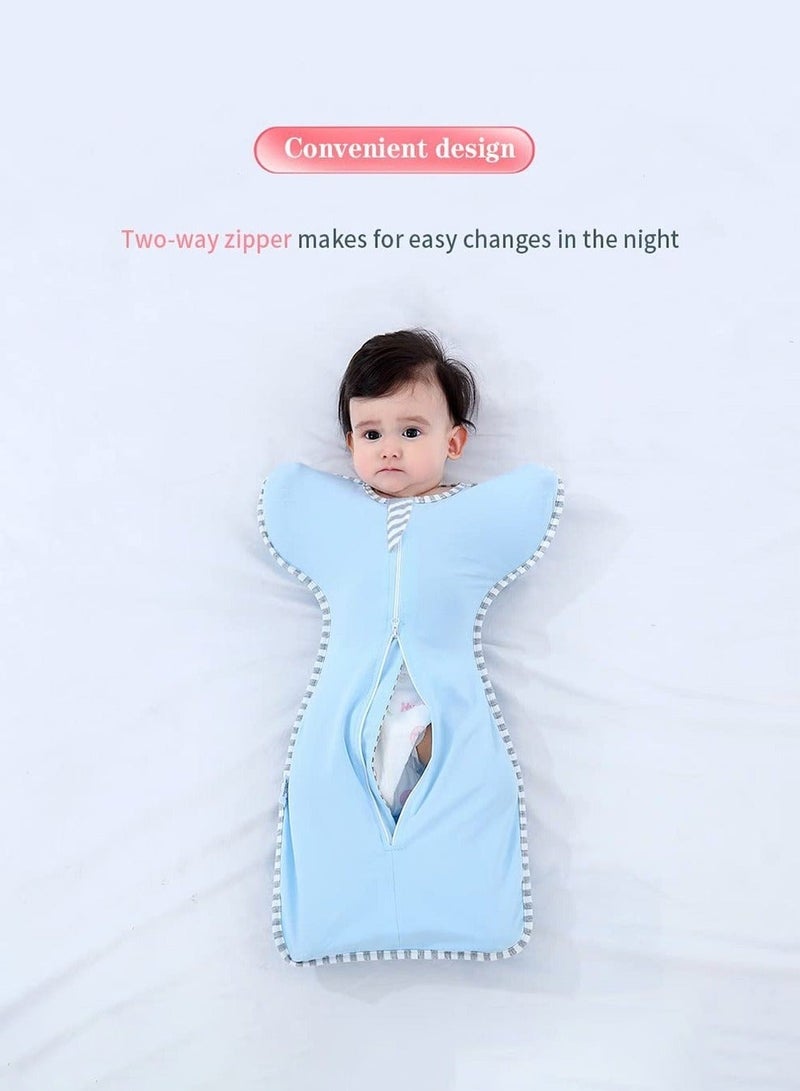 4 PCS Baby Swaddle Blanket Sack, Baby Sleeping Bag with Arms Free Design, Transition to Arm Freedom Wearable for Newborn Girl and Boy, 100% Breathable Cotton 3-6Months