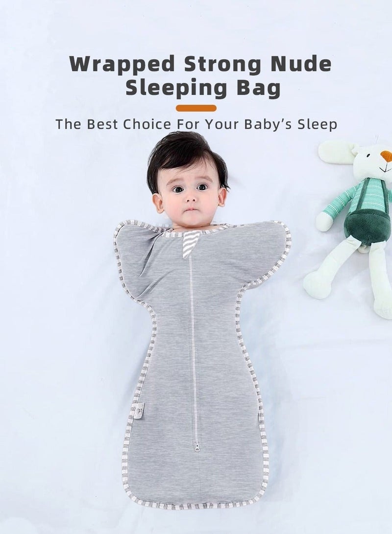 4 PCS Baby Swaddle Blanket Sack, Baby Sleeping Bag with Arms Free Design, Transition to Arm Freedom Wearable for Newborn Girl and Boy, 100% Breathable Cotton 3-6Months