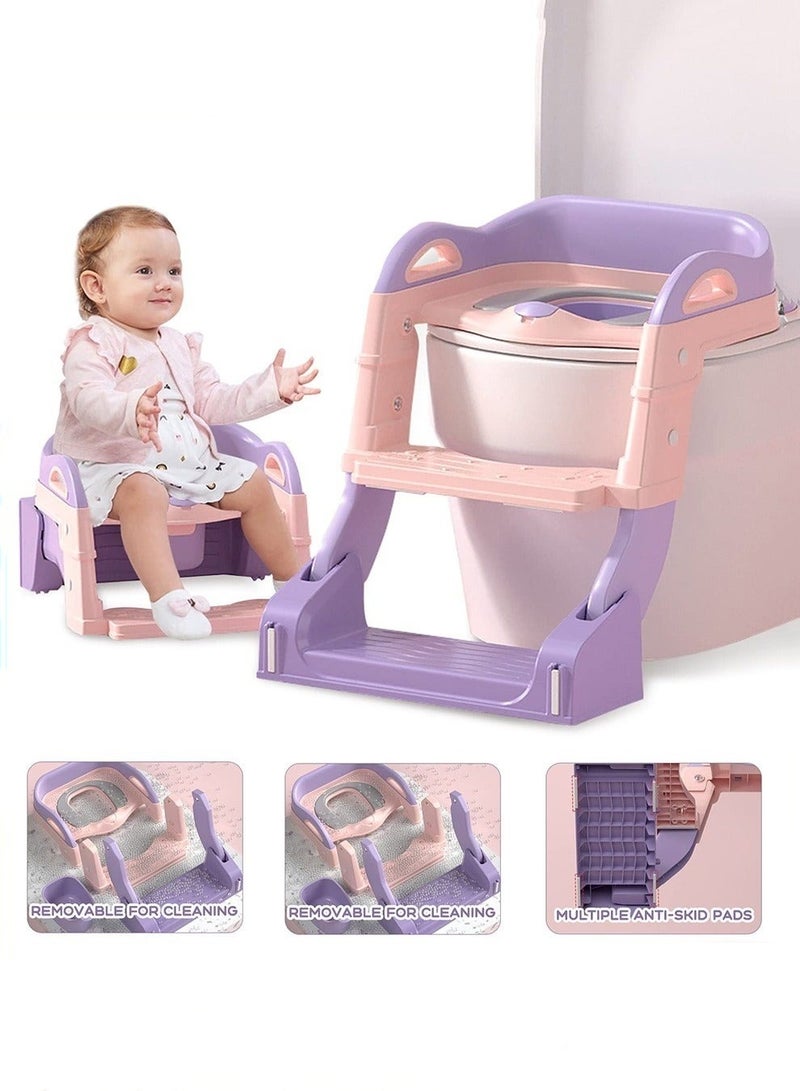 2 in 1 Kids Potty Training Seat with Anti-Slip Step Ladder, Baby Toddler Toilet Seats for Boys and Girls
