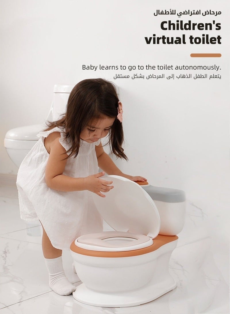 Baby Potty Training Seat, Kid Size Potty, Realistic Potty Training Toilet with Lid Back, Babies Toilets with a Brush and 100pcs Clean Bag, for Toddlers Infants Kids Boys Girls, Easy to Empty and Clea