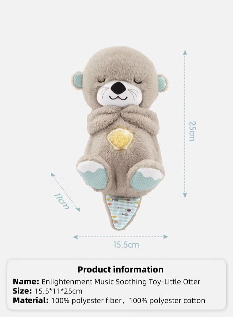 Baby Sound Machine, Infant Soothe Otter For Babies Sleeping, Portable Newborn Plush Toy with Sensory Details Music Lights & Rhythmic Breathing Motion