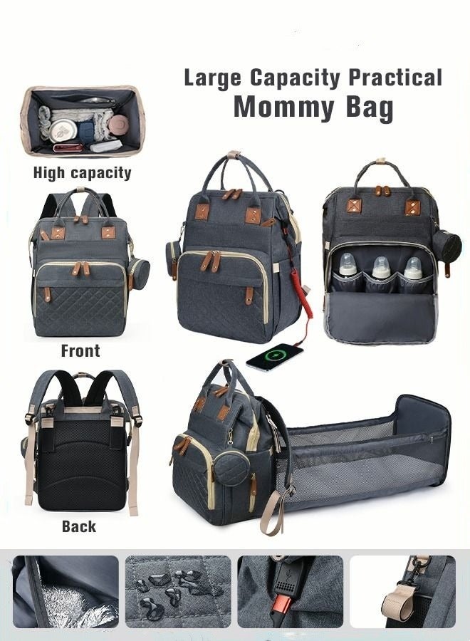 2023 New Style Baby Diaper Bag Backpack, Multifunction Diapers Changing Station for Boys Girls Outdoor and Travel, Infant Shower Gifts, Large Capacity USB Port
