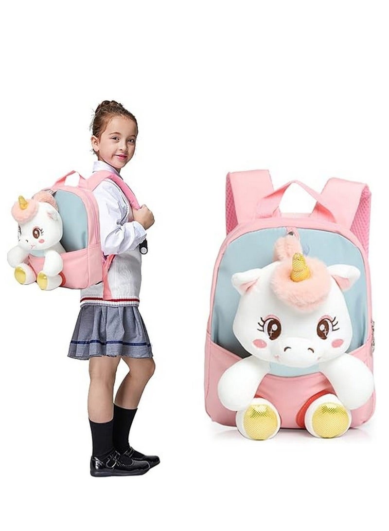 Adorable Backpack for Toddler Kids Cute Plush Animal Toy for Girl Mini Schoolbag with Plush Animal for Preschool Child