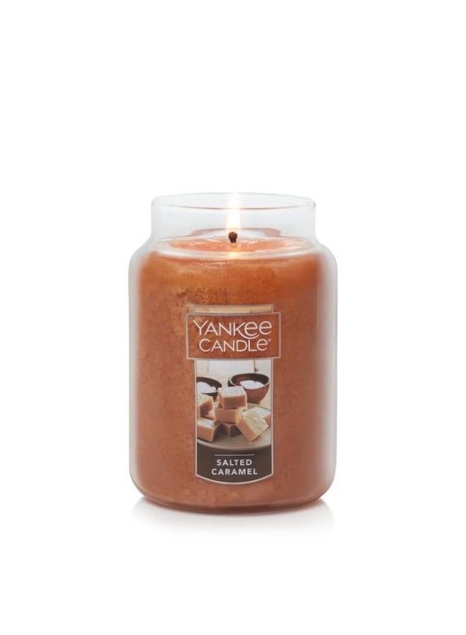 Salted Caramel Scented Classic 22 Oz Large Jar Single Wick Candle Over 110 Hours Of Burn Time