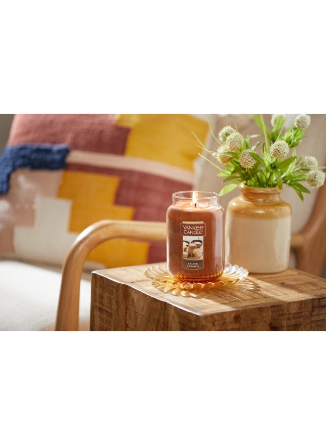 Salted Caramel Scented Classic 22 Oz Large Jar Single Wick Candle Over 110 Hours Of Burn Time