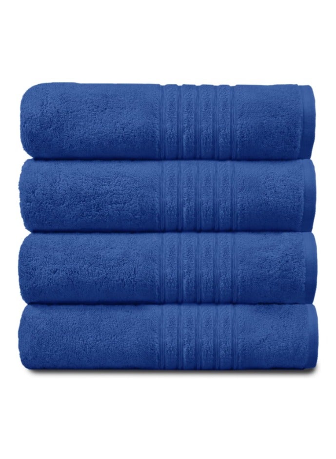 100% Natural Cotton Thick Absorbent 450 GSM Hand Towel [ Pack of 4-Blue (50x80 cm)