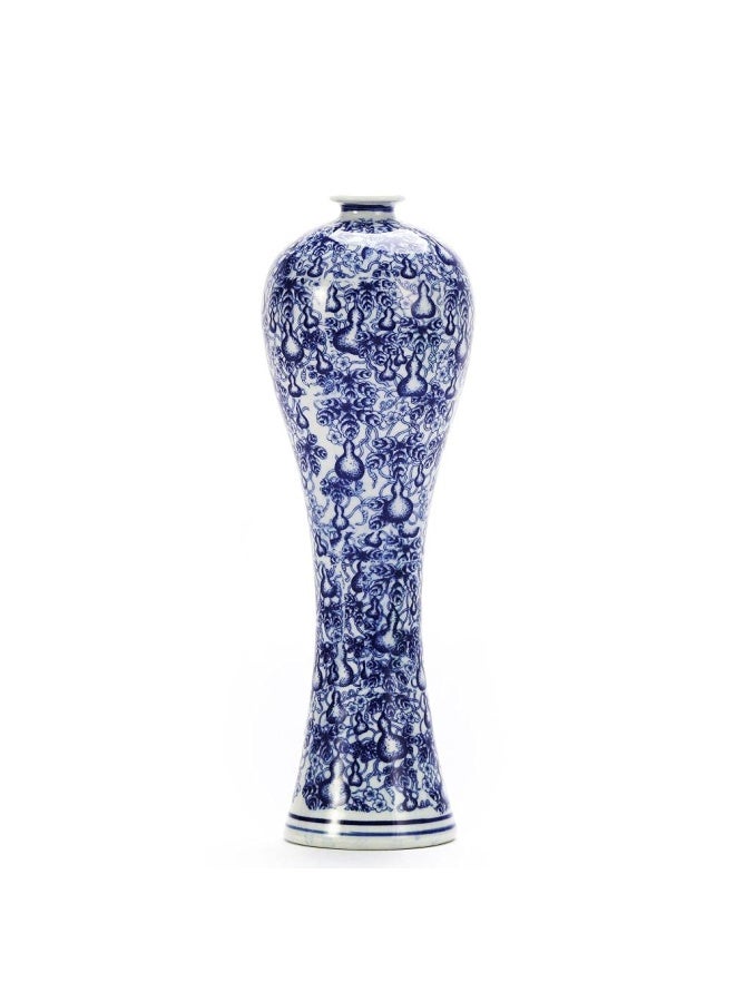 13 Inch China Ceramic Vase Blue And White Porcelain Chinese Handmade Decorative Flower Vase For Living Room Home Decor Office Table Centerpiece