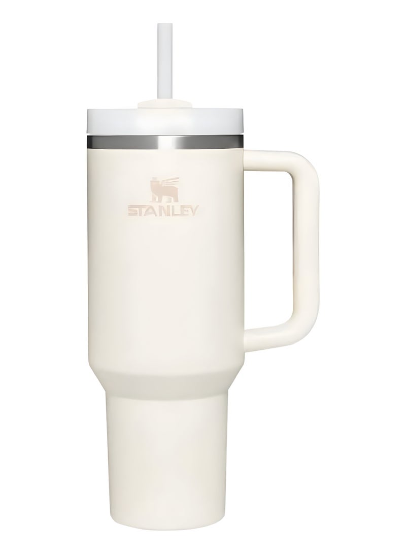 STANLEY Quencher H2.0 FlowState Stainless Steel Vacuum Insulated Tumbler with Lid and Straw for Water, Iced Tea or Coffee (Cream, 40 oz)