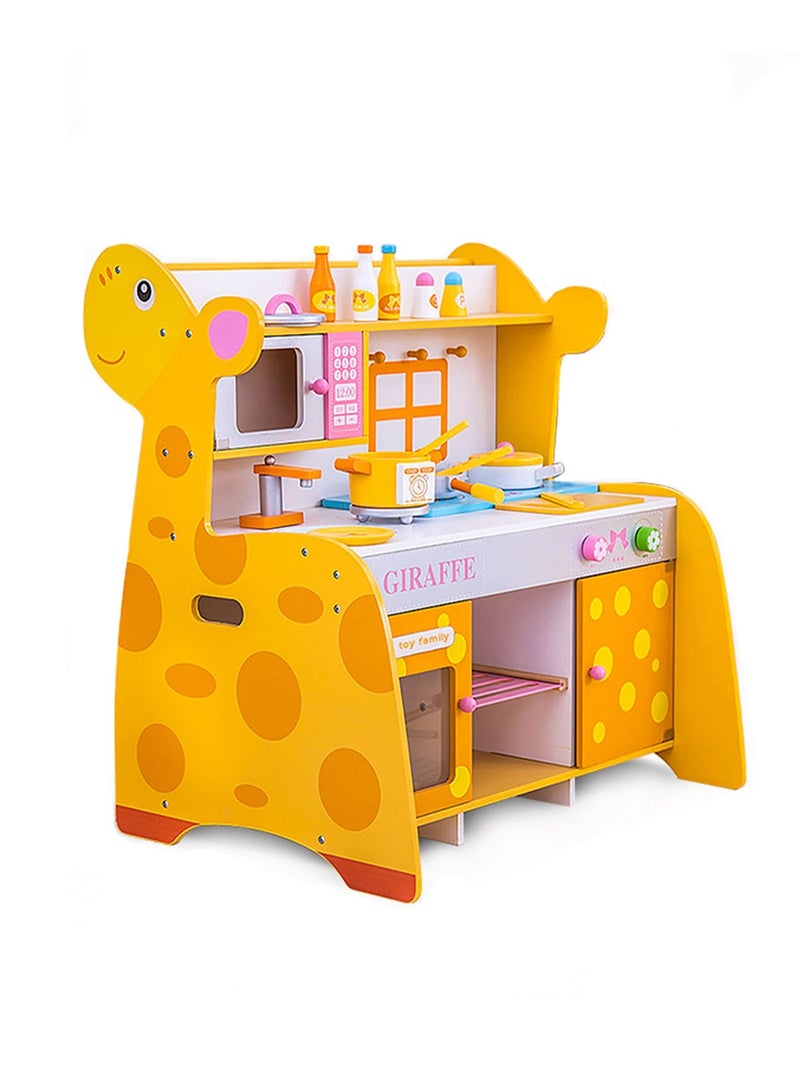 Children's Simulation Play House Kitchen Cooking Boys and Girls Toy Set Wooden Kitchen Baby Simulation Wooden Kitchenware