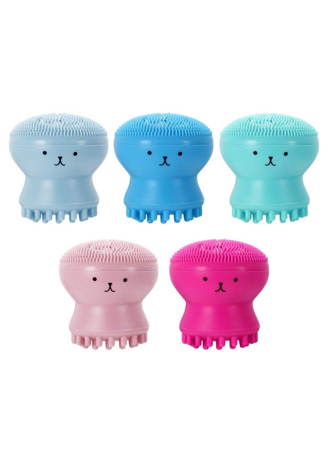 5 Pack Facial Cleansing Brush Silicone Handheld Face Brush Massager Cute Small Octopus Shape Face Scrubber For Deep Exfoliating Massage Cleansing Soft Brush