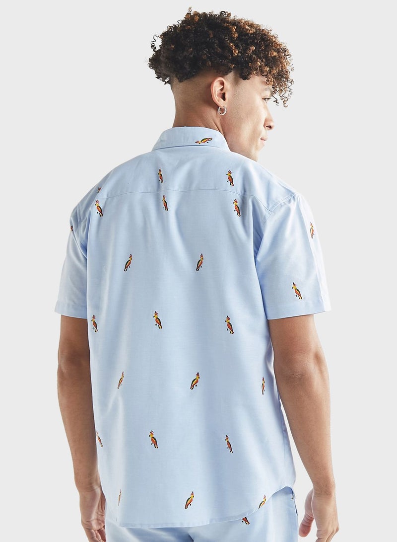 Bird Print Relaxed Fit Shirt