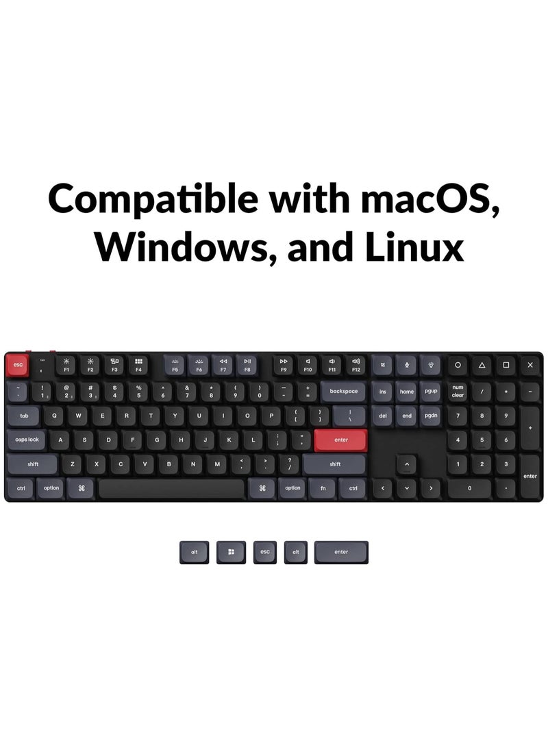 K5 Pro QMK/VIA Ultra-Slim Wireless Bluetooth/Wired USB Custom Mechanical Keyboard, 108-Key Programmable Macro RGB Backlight PBT Keycaps Low-Profile Gateron Red Switch for Mac Windows Linux