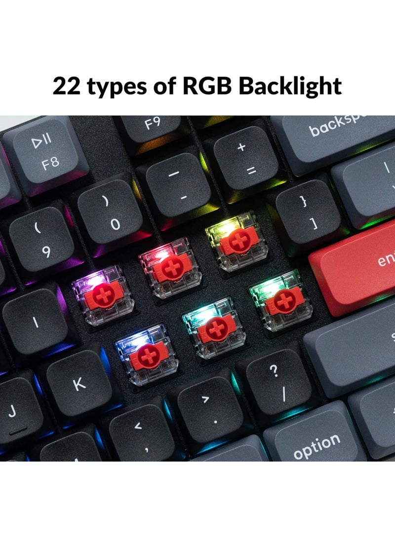 K5 Pro QMK/VIA Ultra-Slim Wireless Bluetooth/Wired USB Custom Mechanical Keyboard, 108-Key Programmable Macro RGB Backlight PBT Keycaps Low-Profile Gateron Red Switch for Mac Windows Linux