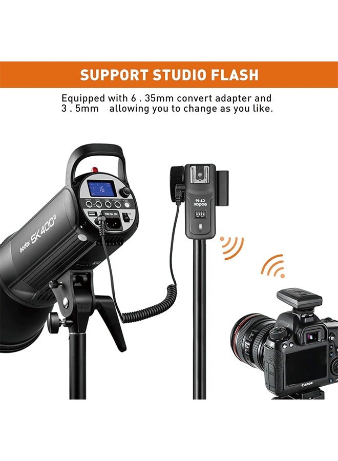 Godox CT-16 Wireless Radio Flash Trigger Receiver Kit for Canon Nikon Pentax DSLR Camera Studio