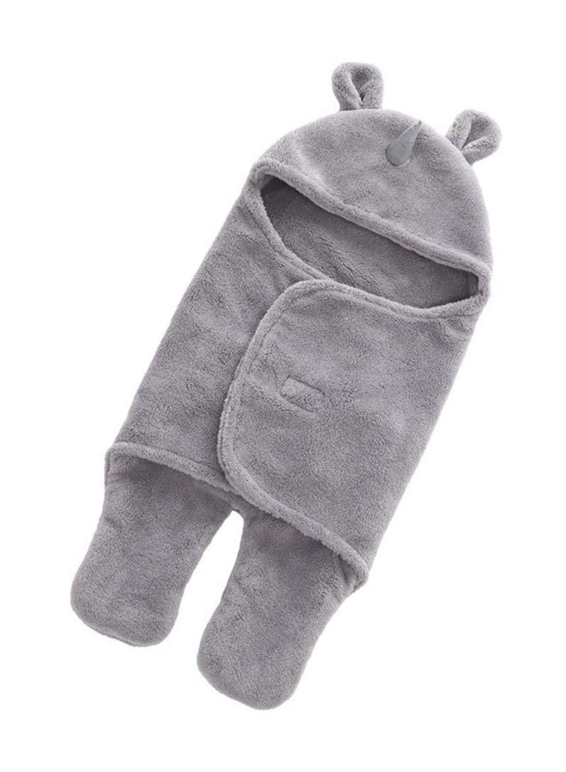 Baby Cute Hooded Swaddle Receiving Blanket, Fleece Cotton Stroller Crib Sleeping Bag Sack for Universal Baby Cute Newborn Infant Baby Boy Girl Swaddle Photography Prop For 0-12 Months (Gray)