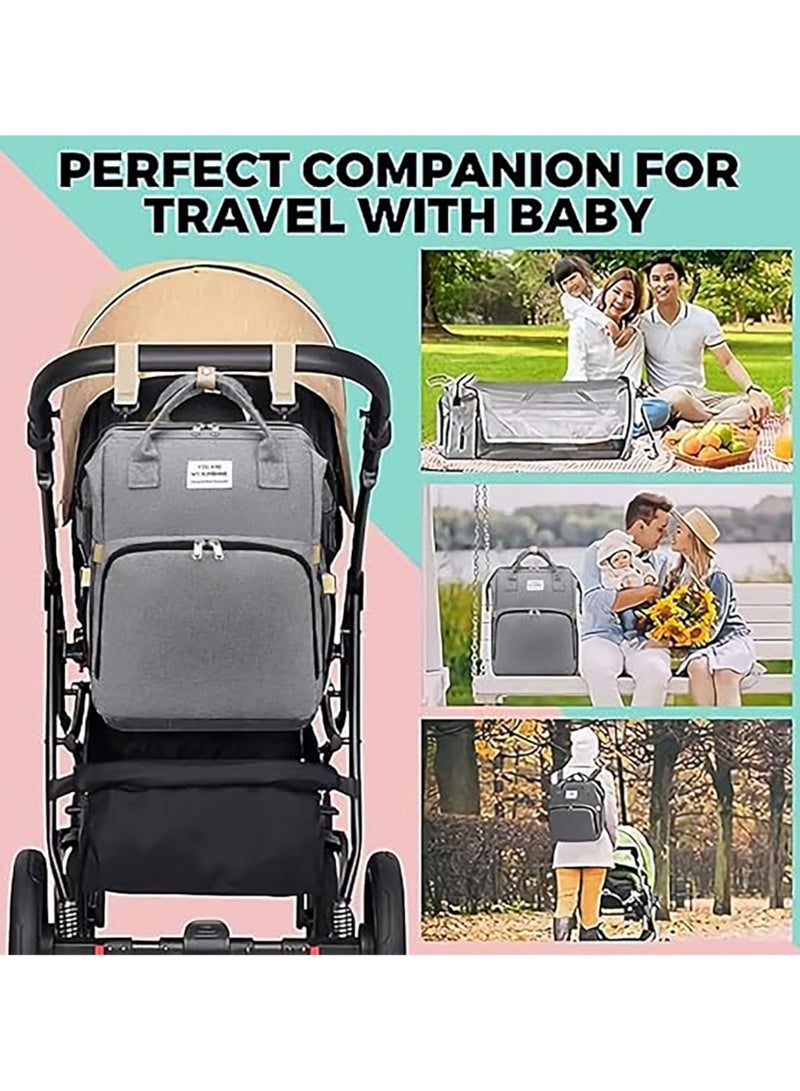 Diaper Bag Waterproof Diaper Changing Totes Multi-Function Travel Portable Bassinet Diaper Bag Backpack Mommy Bag