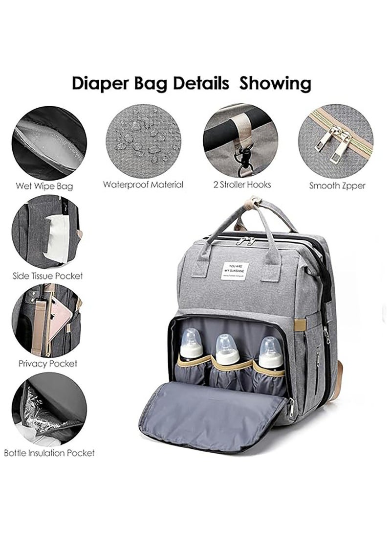 Diaper Bag Waterproof Diaper Changing Totes Multi-Function Travel Portable Bassinet Diaper Bag Backpack Mommy Bag