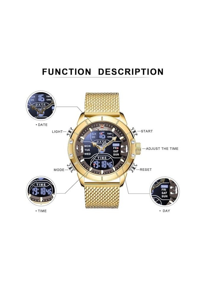 NAVIFORCE Digital Watch Men Waterproof Sports Watches Stainless Steel Military Quartz Clock Wristwatch