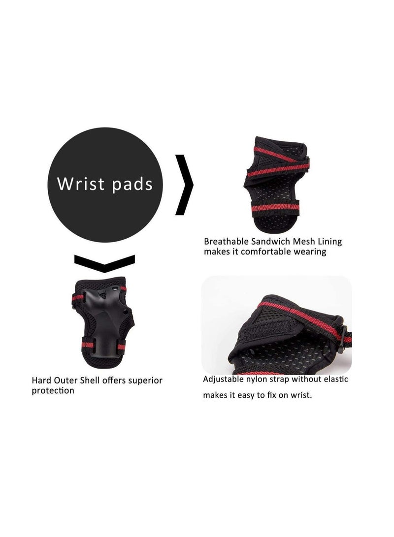 6 Pcs Knee Pads And Elbow Pads For Children, Kids Knee Elbow Wrist Protective Guard Pads, Inline Skating Scooter Rollerblade Cycling Skateboard Protective Gear Set for Boys and Girls