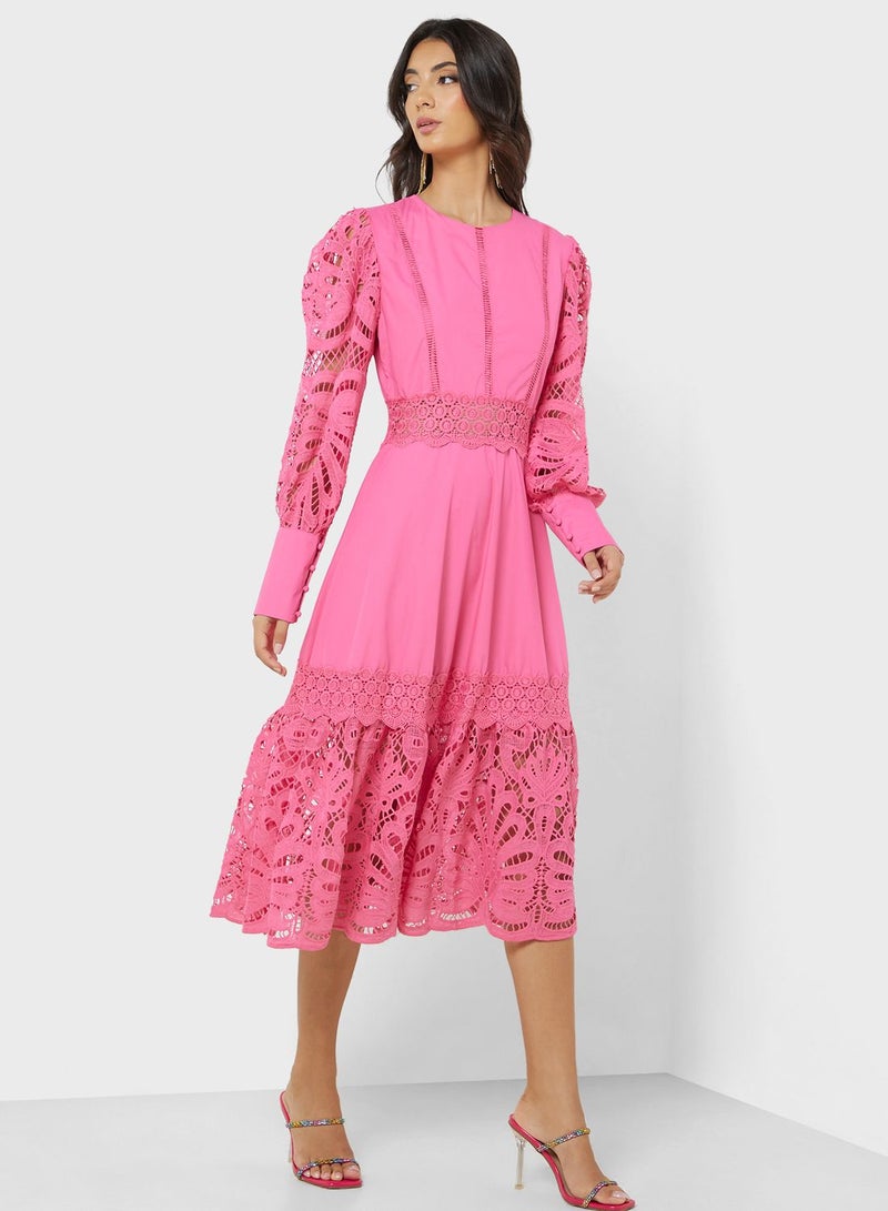 Puff Sleeve Lace Dress