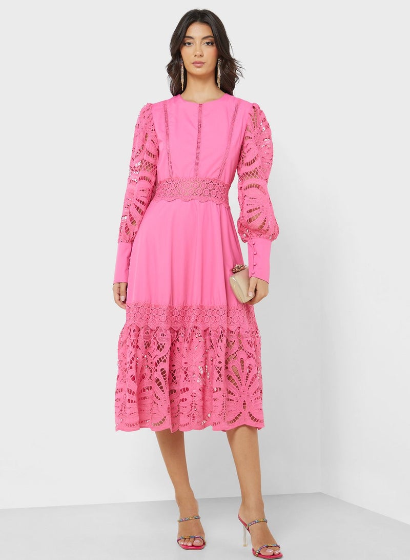 Puff Sleeve Lace Dress