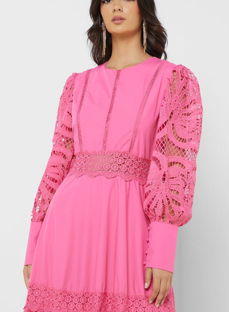 Puff Sleeve Lace Dress