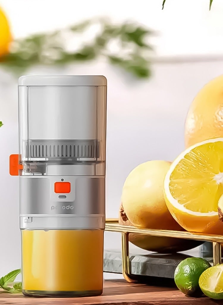 55W Portable Slow Juicer with 160ml Jucing Cup and 500mL Drinking Cup, Porodo Lifestyle - White / Orange