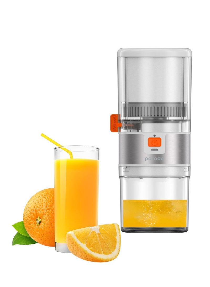 55W Portable Slow Juicer with 160ml Jucing Cup and 500mL Drinking Cup, Porodo Lifestyle - White / Orange