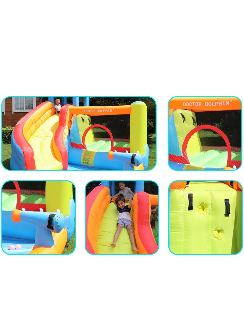 Doctor Dolphin Inflatable Bounce House with Slide,Inflatable Water Slide for Big Kids, Bouncy House Water Park Combo for Kids Outdoor Party with Air Blower