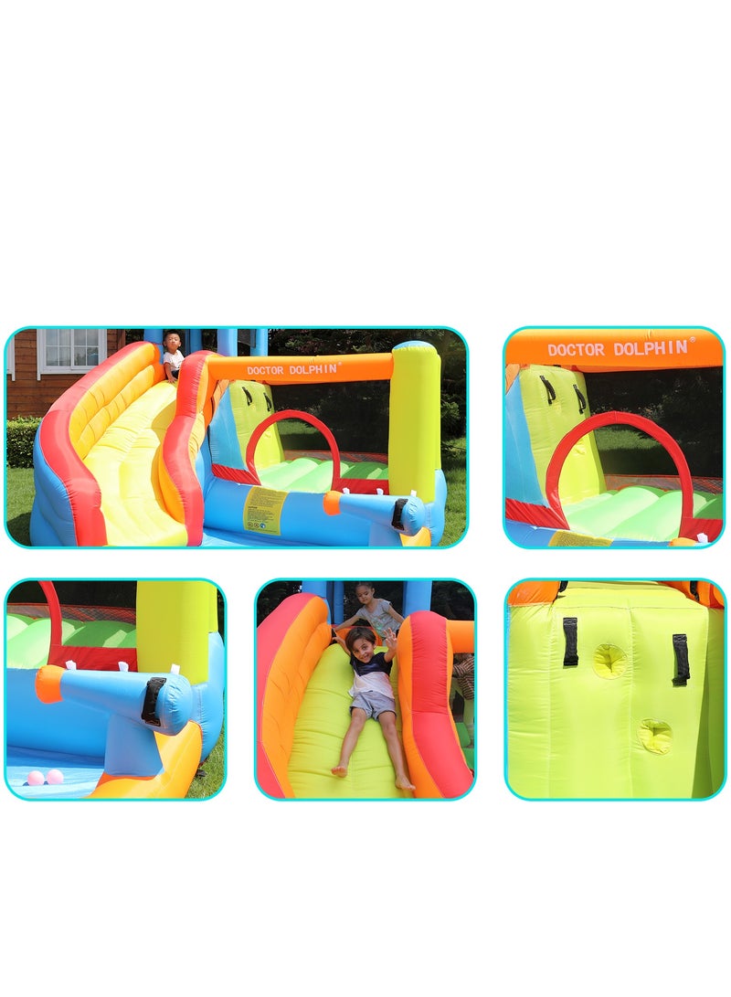 Doctor Dolphin Inflatable Bounce House with Slide,Inflatable Water Slide for Big Kids, Bouncy House Water Park Combo for Kids Outdoor Party with Air Blower