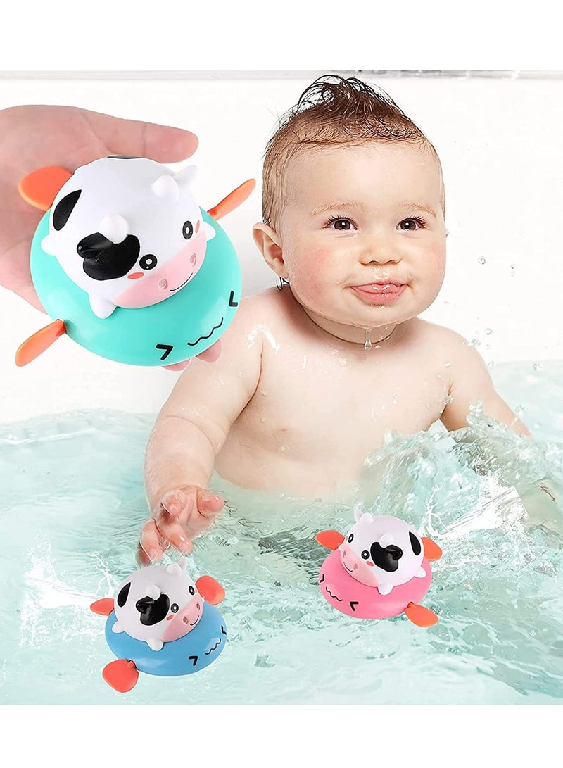 Baby Bath Toys for 1 Year Old Boy Gifts Bath Toys for Toddlers 1-3 Baby Toys 12-18 Months Baby Pool Toys for Kids Girls Wind Up Cow Toy Bathtub Swimming Pool Toys 3 Pack