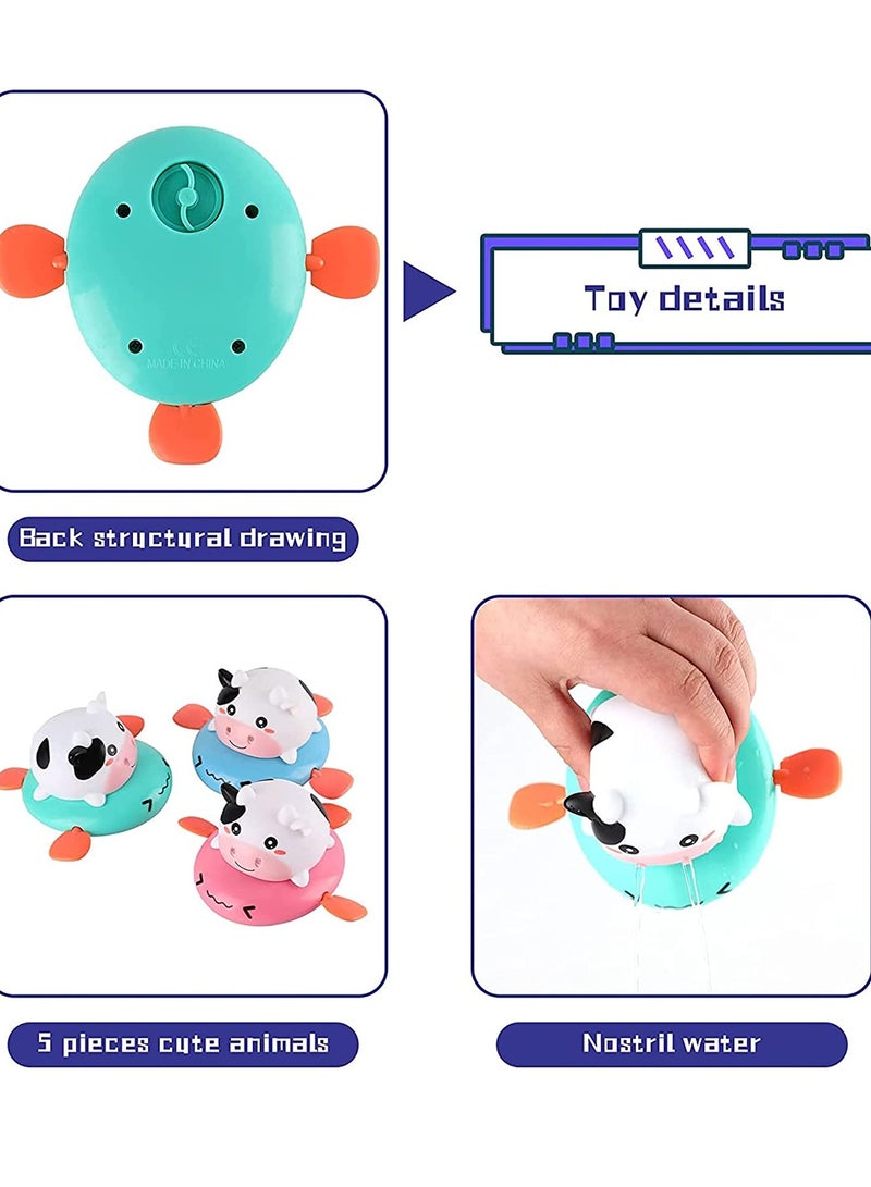 Baby Bath Toys for 1 Year Old Boy Gifts Bath Toys for Toddlers 1-3 Baby Toys 12-18 Months Baby Pool Toys for Kids Girls Wind Up Cow Toy Bathtub Swimming Pool Toys 3 Pack