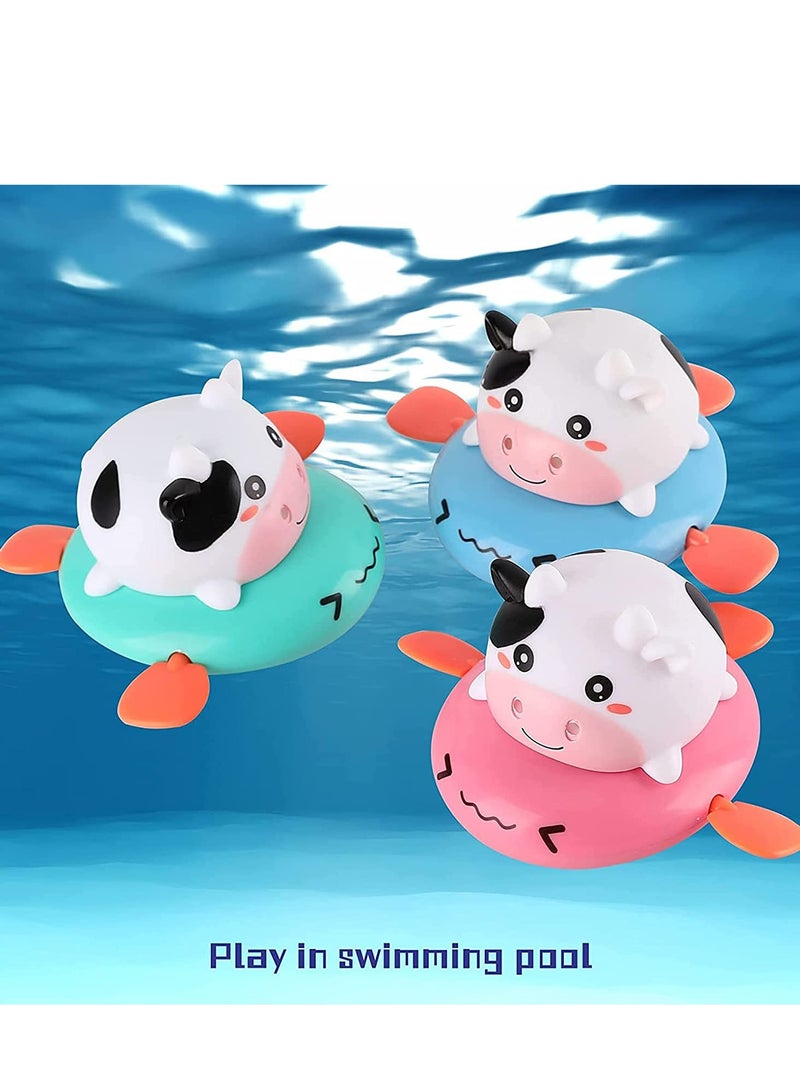 Baby Bath Toys for 1 Year Old Boy Gifts Bath Toys for Toddlers 1-3 Baby Toys 12-18 Months Baby Pool Toys for Kids Girls Wind Up Cow Toy Bathtub Swimming Pool Toys 3 Pack
