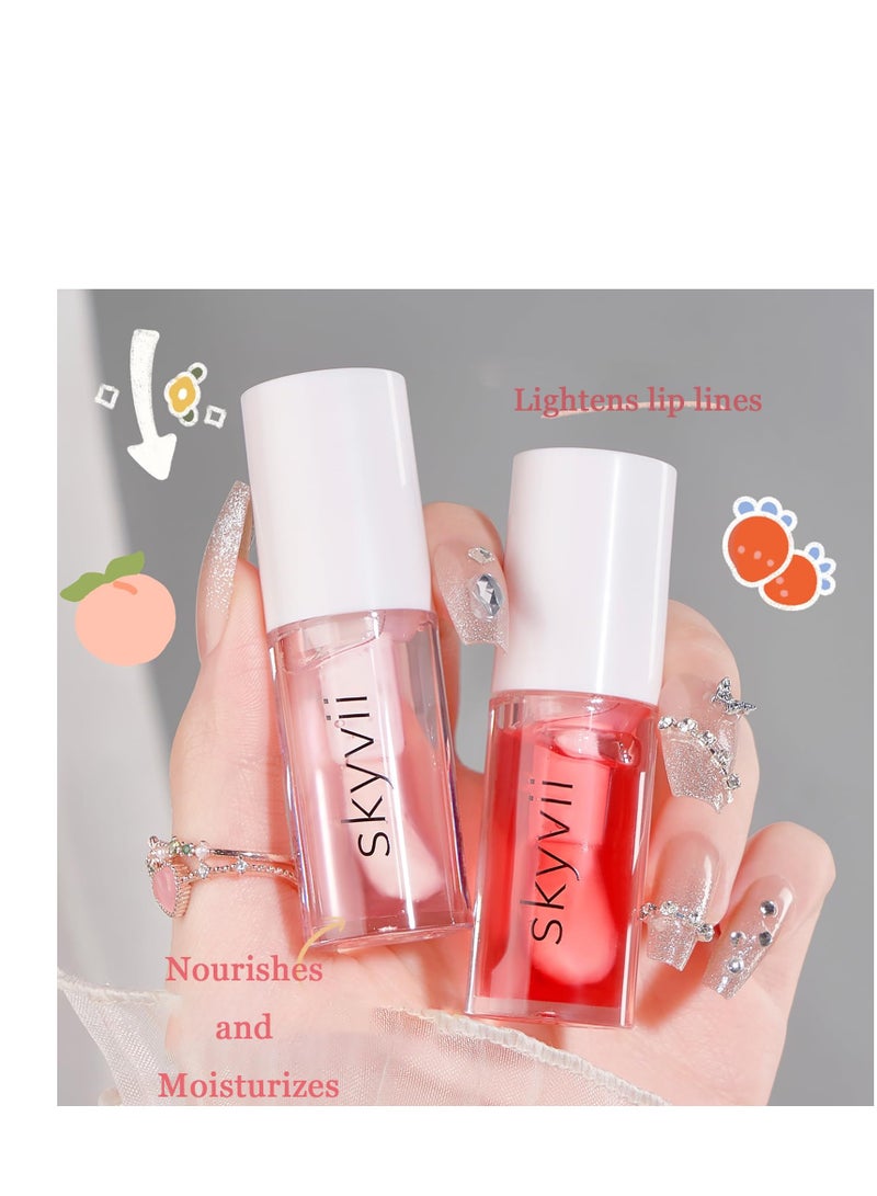 4PCS Moisturizing Plumping Lip Glow Oil Set, Fruit-Flavored Lip Balm, Moisture Shine Lip Gloss Nourish Lip Care for Women