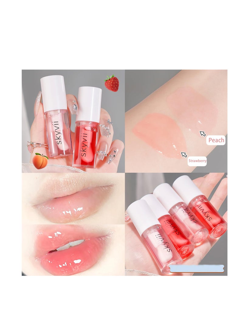 4PCS Moisturizing Plumping Lip Glow Oil Set, Fruit-Flavored Lip Balm, Moisture Shine Lip Gloss Nourish Lip Care for Women