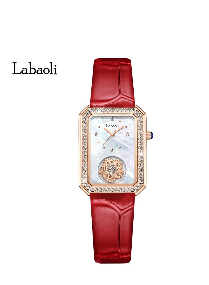Women's Fashion Diamond Inlaid Rotatable Camellia Watch