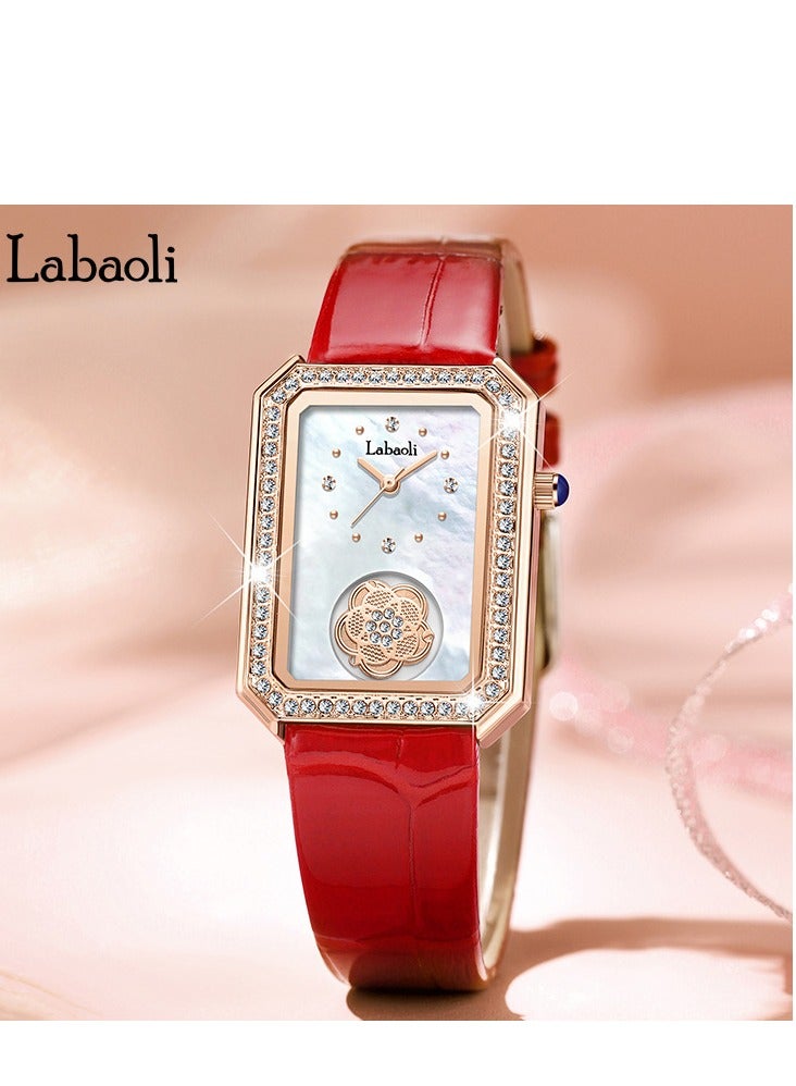 Women's Fashion Diamond Inlaid Rotatable Camellia Watch