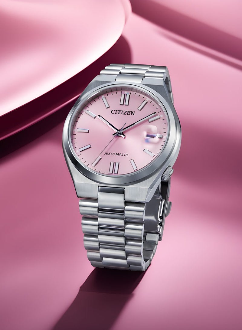 X Pantone Automatic Pink Dial Stainless Steel Watch NJ0158-89X