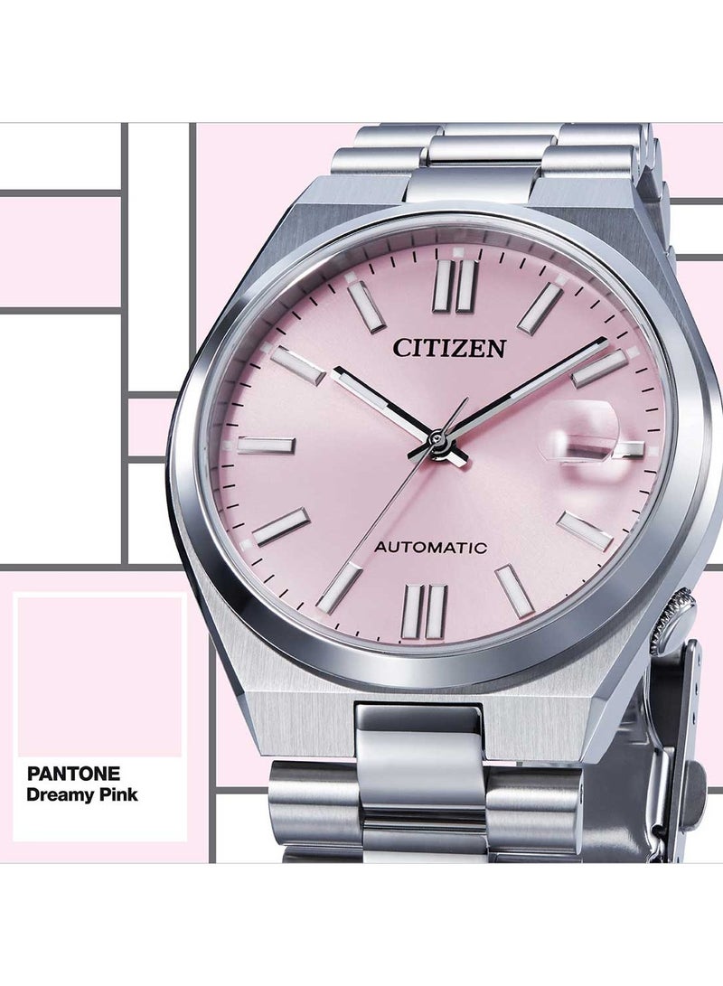 X Pantone Automatic Pink Dial Stainless Steel Watch NJ0158-89X