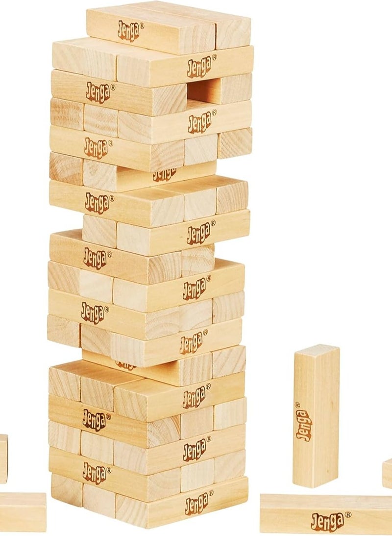 Hasbro Gaming - Classic Jenga Game, Genuine Hardwood Blocks, Jenga Stacking Tower Party Game For Family And Kids Ages 6+, Birthday Gift & Gift For All Ocasions