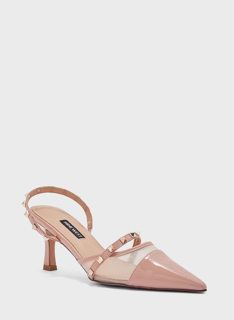 Ankle Strap Mid Heel Pumps