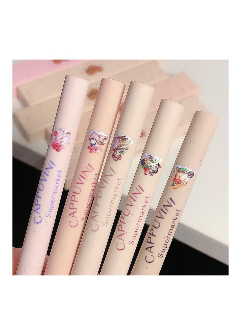 Matte Lip Liner Pencil Set 5 Colors Smooth Lip Liner Long-Lasting Waterproof Nude Liner Pencil for Defining & Filling Lips