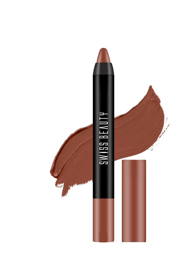 Swiss Beauty Matte Long Lasting Crayon Lipstick| Smudge proof and waterproof | For Hydration and Moisturization | Shade- Bare, 3.5g |