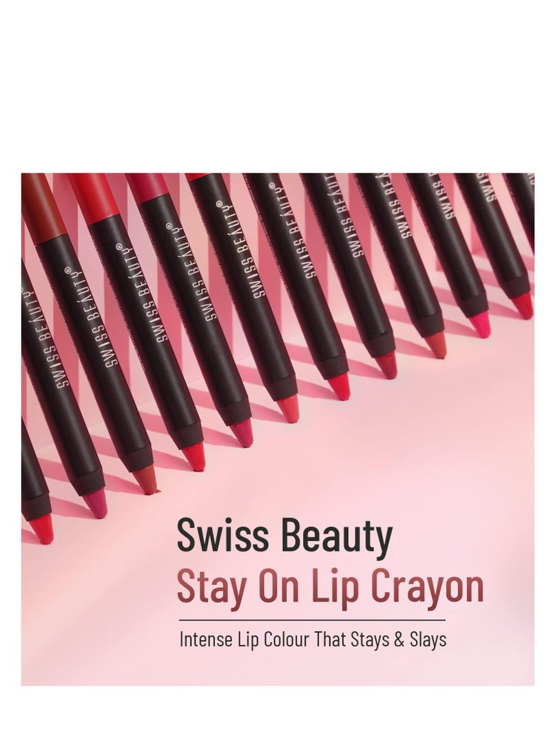 Swiss Beauty Matte Long Lasting Crayon Lipstick| Smudge proof and waterproof | For Hydration and Moisturization | Shade- Bare, 3.5g |