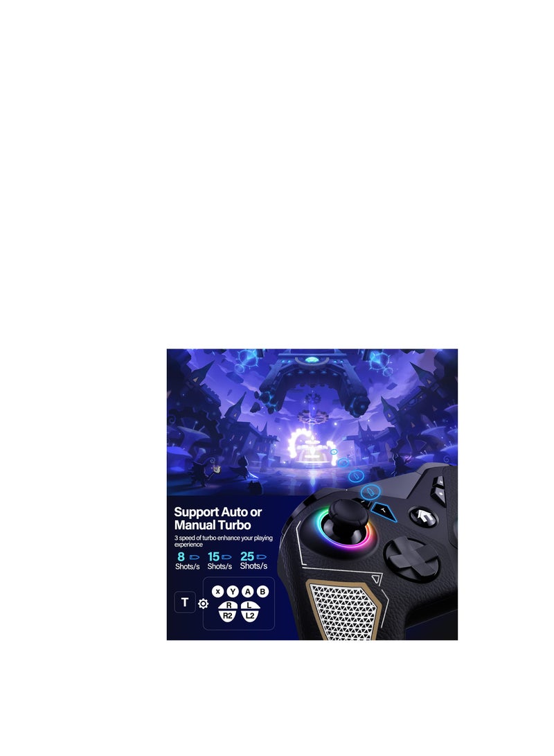 Wireless Switch Pro Controller for Nintendo Switch/Lite/OLED - Multi-Platform Gamepad with LED Light for PC, iOS, Android - RGB Gaming Controller