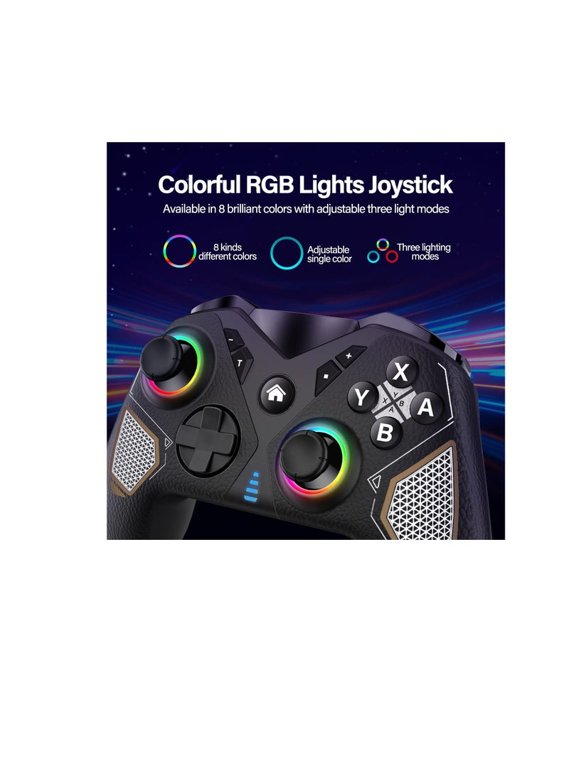 Wireless Switch Pro Controller for Nintendo Switch/Lite/OLED - Multi-Platform Gamepad with LED Light for PC, iOS, Android - RGB Gaming Controller
