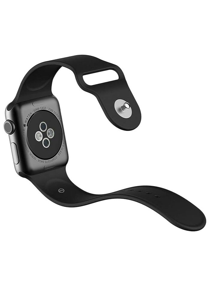 FITIT Bands for Apple Watch Band match with any Apple Watch Series 3 and Above (41mm 38mm and 40mm cases), Soft Silicone Sport Replacement Strap, Black