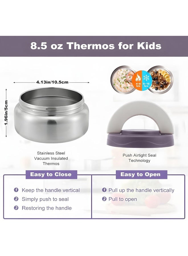 Bento Lunch Box for Kids school with 9.7oz Soup thermos, Leak-proof Lunch Containers with 5 Compartment, thermos Food Jar, Food Containers for School (Grey And Mouhave Pilot)